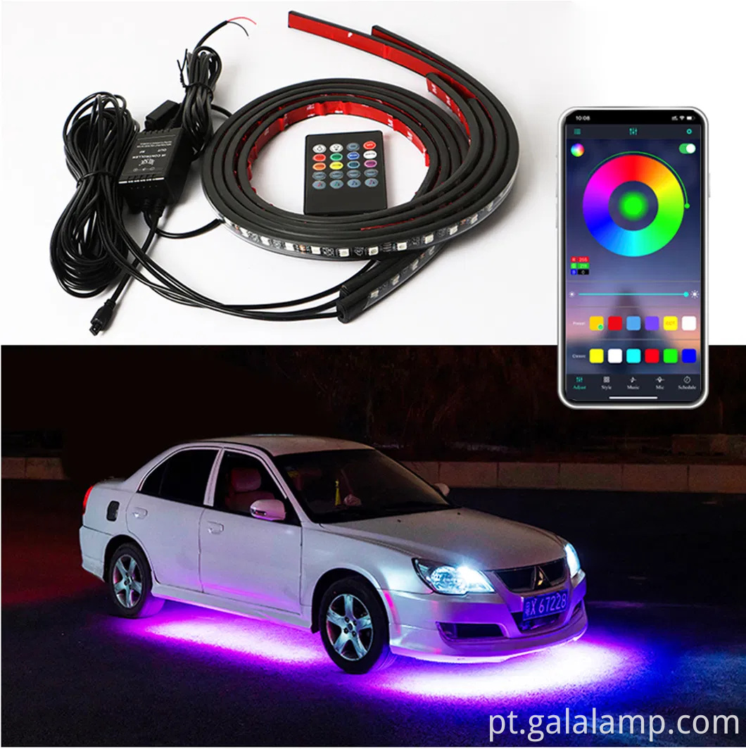 Luzes de tira de LED controladas por aplicativos vibrantes para personalização automotiva